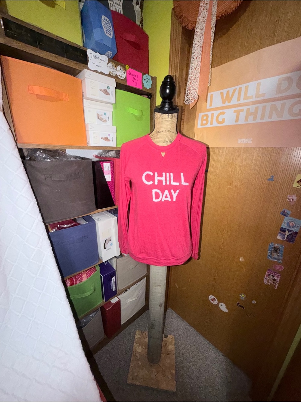 Jessica Simpson Pink "Chill Day" Long Sleeve Scoop Neck Top